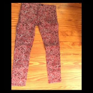 Prana fine paisley corduroy straight leg